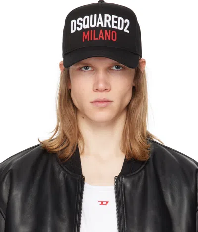 Dsquared2 Black 'milano' Baseball Cap In Nero