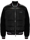Dsquared2 Padded Down Feather Coats With Corduroy Sleeves In Black