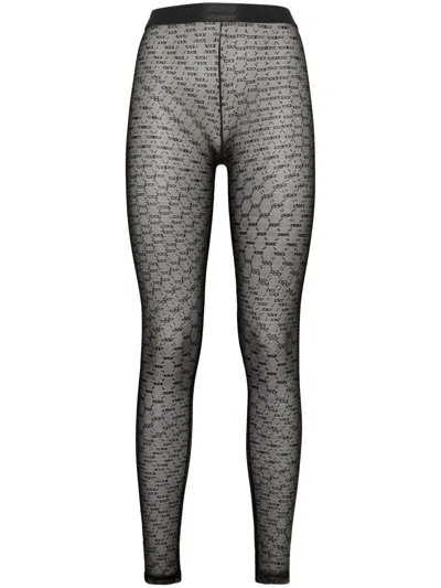 DSQUARED2 BLACK MONOGRAM HIGH-WAISTED TIGHTS