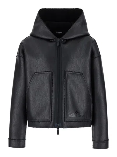 Dsquared2 Black New Icon Ecomontone Front Zip