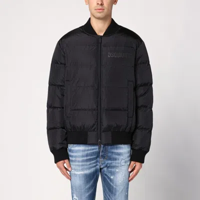 DSQUARED2 BLACK NYLON PUFFER BOMBER JACKET