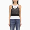 DSQUARED2 BLACK PERFORATED MOHAIR BLEND CREW NECK TOP