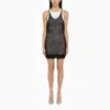 Dsquared2 Black Perforated Mohair Blend Mini Dress In Black