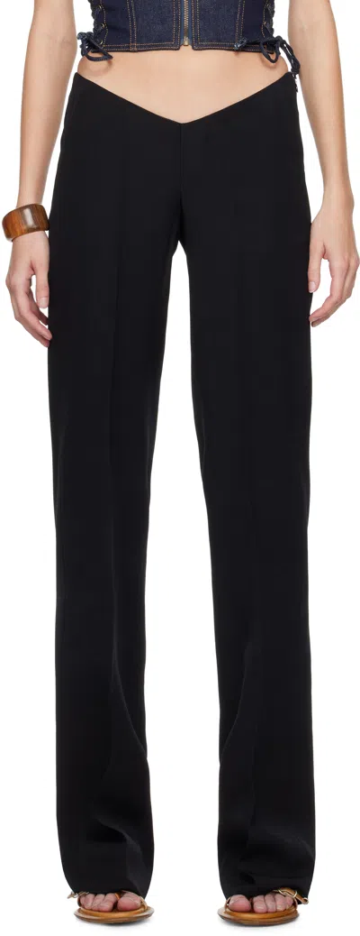 Dsquared2 Black Plunged Tailor Trousers In 900