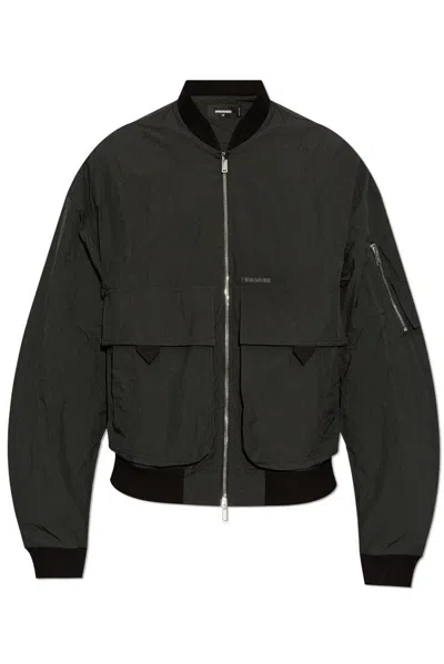 Dsquared2 Black Polyester Blend Bomber Jacket