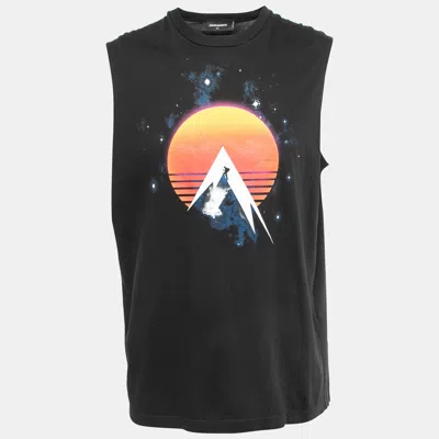 Dsquared2 Black Print Cotton Tank T-shirt