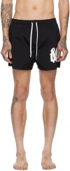 Dsquared2 Black Printed Swim Shorts In 010 Black/white