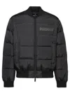 Dsquared2 Shiny Black Cropped Padded Bomber Jacket In Polyamide In Blue