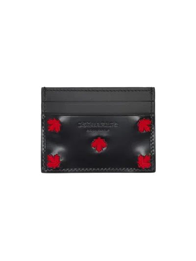 Dsquared2 枫叶信用卡夹 In Black+red