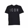 DSQUARED2 BLACK REGULAR FIT T-SHIRT WITH ICON LOGO