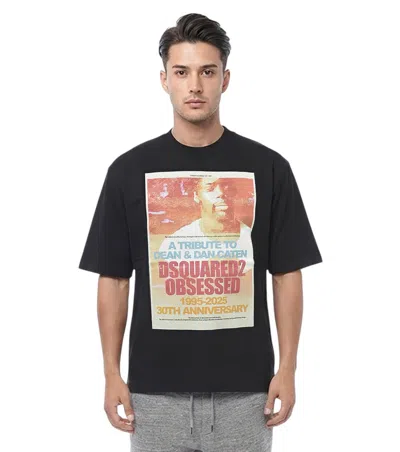 Dsquared2 Black Regular Graphic T-shirt In Multi