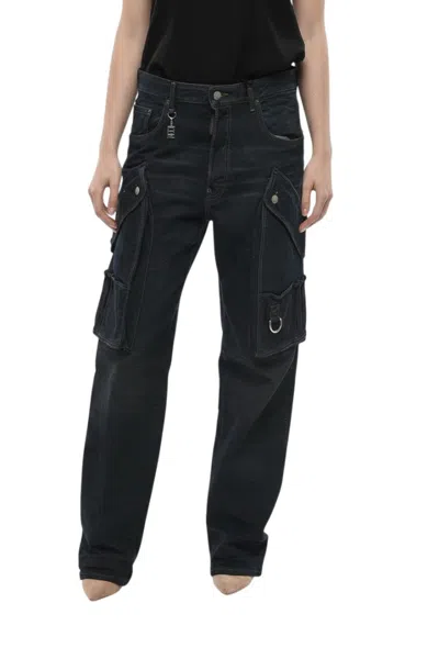 Dsquared2 Black Relaxed Mid Rise Jeans In Blue