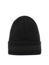 Dsquared2 Knit Folded Cuff Wool Beanie In Black