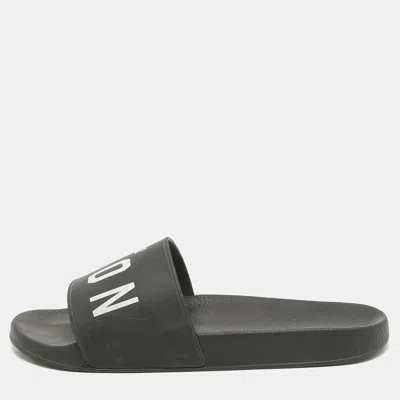 Dsquared2 Black Rubber Slide Sandals