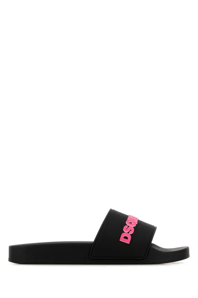 Dsquared2 Black Rubber Slippers