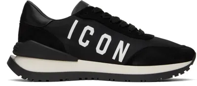 Dsquared2 Black Running Sneakers In Nero+bianco