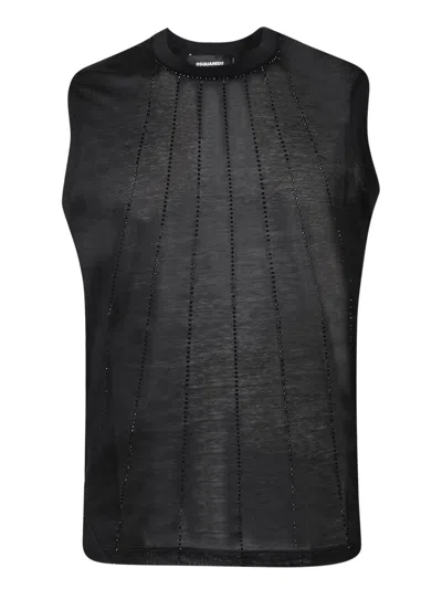 Dsquared2 Black Sequined Sleeveless Top