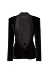 Dsquared2 Black Solid Shawl Lapel Blazer In Black