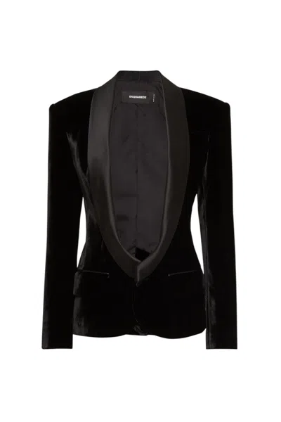 DSQUARED2 BLACK SHAWL LAPEL BLAZER