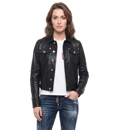 Dsquared2 Black Shirt Collar Jacket In Multi