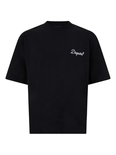 Dsquared2 Black Short-sleeve Embroidered Logo T-shirt