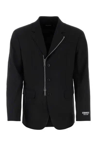 DSQUARED2 MEN BLACK SINGLE BREASTED BLAZER