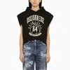 Dsquared2 Black Sleeveless Cotton Sweatshirt With Logo In Black