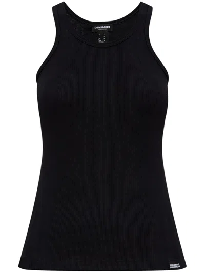 DSQUARED2 BLACK SLEEVELESS COTTON TOP
