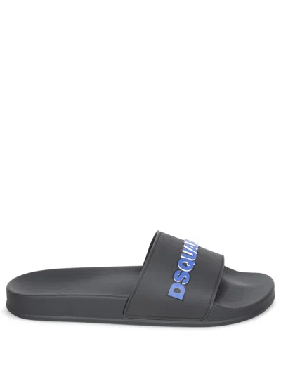 Dsquared2 Black Slides With Wide Strap And Sturdy Sole