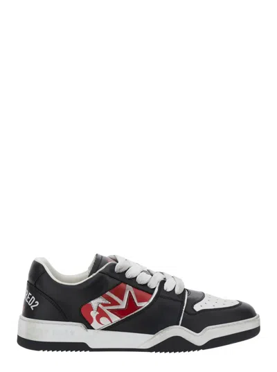 Dsquared2 Black Sneakers With Distressed Effect And Logo On The Heel In Multicolor
