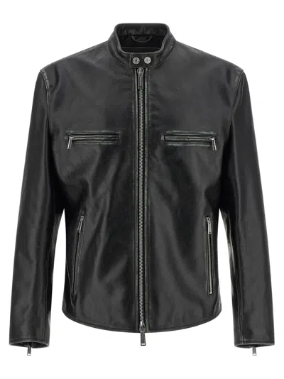 DSQUARED2 MEN BLACK SOLID MANDARIN COLLAR JACKET