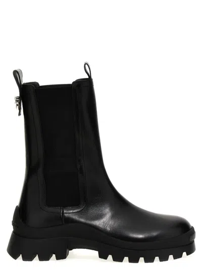 DSQUARED2 BLACK SOLID ROUND TOE BOOTS