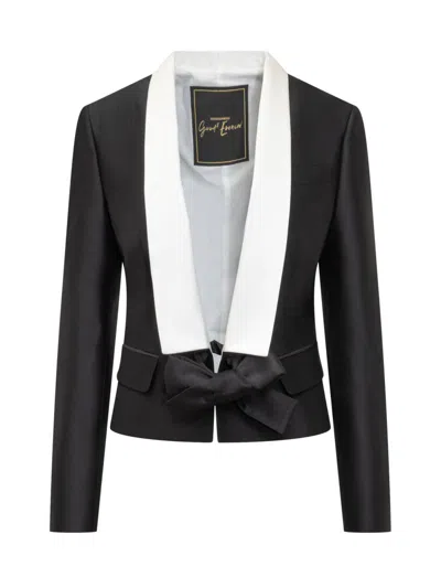 DSQUARED2 WOMEN BLACK SOLID SHAWL LAPEL BLAZER, L LUXURY BLAZERS FOR WOMEN DARVEYS