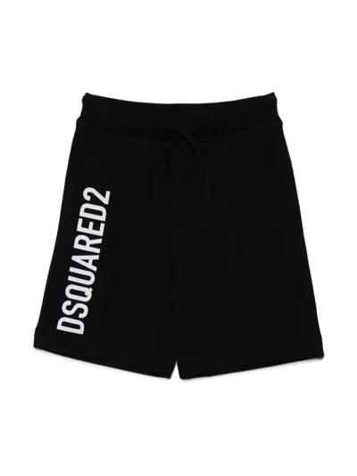 Dsquared2 Kids' Logo-print Cotton Shorts In Black