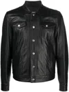 Dsquared2 Long-sleeved Leather Jacket In Black