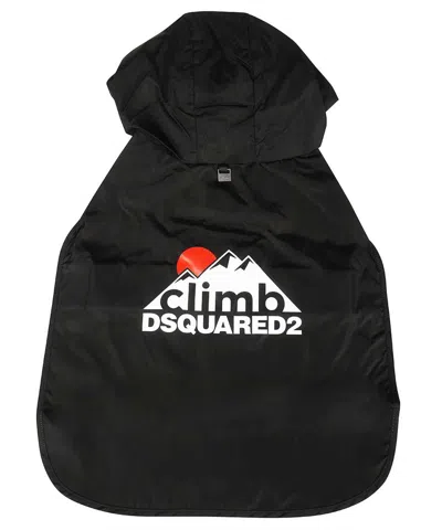 Dsquared2 Black Spring 2024 Unisex Raincoat With Adjustable Hood And Velcro Closure