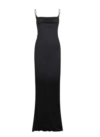 DSQUARED2 WOMEN BLACK SQUARE NECK LONG DRESS, XS LUXURY DRESSES FOR WOMEN DARVEYS