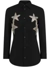 Dsquared2 Black Star-applique Crystal-embellished Shirt In Black