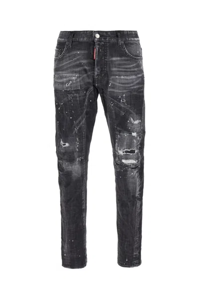 Dsquared2 Black Stretch Denim Blend Tidy Biker Jeans In 900