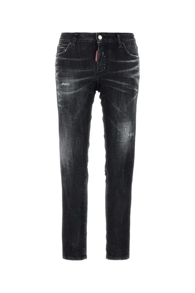 DSQUARED2 BLACK STRETCH DENIM JENNIFER JEANS