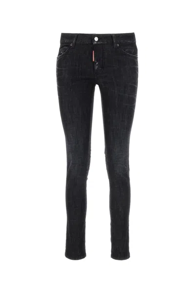 DSQUARED2 BLACK STRETCH DENIM JENNIFER JEANS