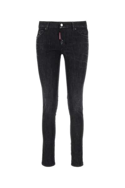 DSQUARED2 BLACK STRETCH DENIM JENNIFER JEANS