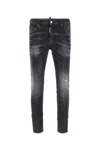 Dsquared2 Cool Gut Black Jeans With Belt Loops And Faded Effect In Denim Man In Black
