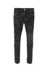 Dsquared2 Slim-fit Distressed Black Jeans With Paint Splatter Accents In Black