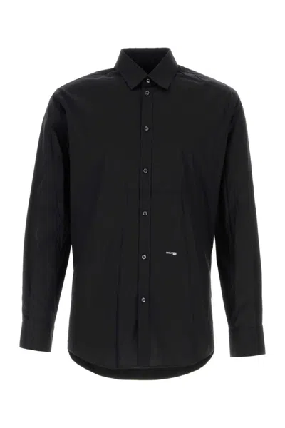 DSQUARED2 BLACK STRETCH POPLIN SHIRT