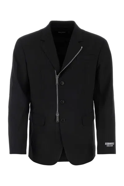 Dsquared2 Black Stretch Wool Blazer