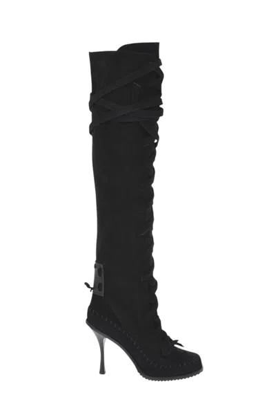 DSQUARED2 BLACK SUEDE LACE-UP BOOTS