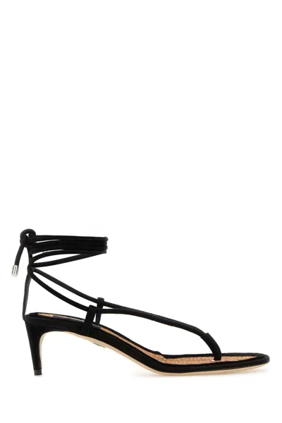 DSQUARED2 BLACK SUEDE TWIN THONG SANDALS