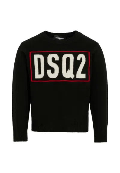 Dsquared2 Kids' Black Sweater For Boy With Logo