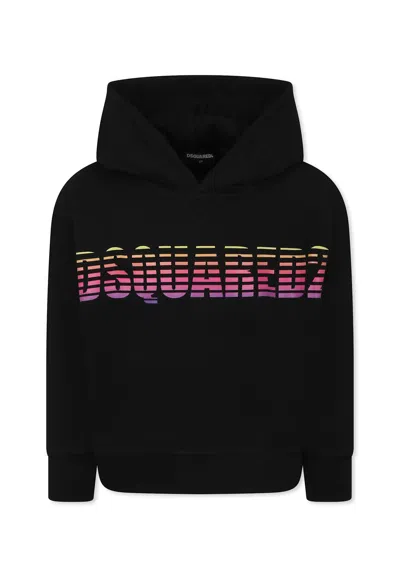 Dsquared2 Kids' Black Sweatshirt For Boy With Logo